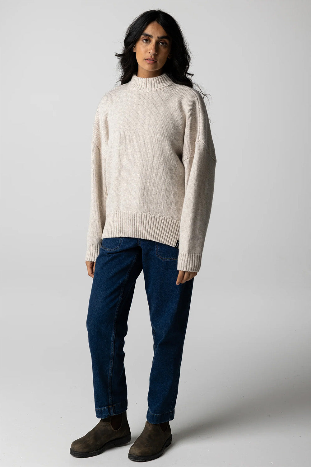 Finisterre - Eyre Crew Neck - Oatmeal - Front