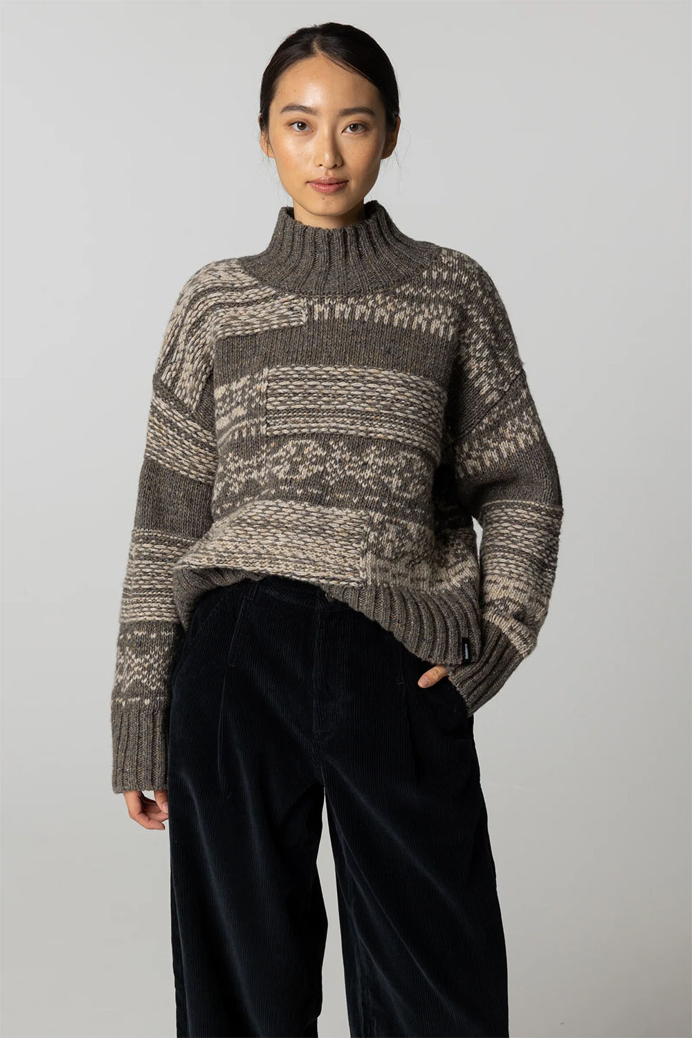 Finisterre - Idless Broken Fairisle Jumper - Brown/Oatmeal 