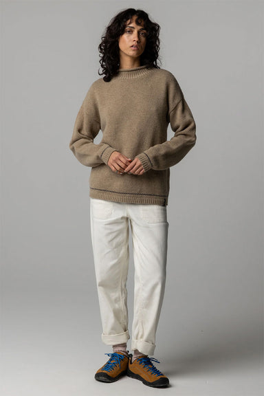 finisterre taran tipped jumper warm oatmeal navy front