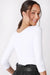 Niki Biki - Ribbed 3/4 Sleeve V Neck Crop Top - White - Back