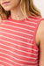 Marine Layer - Stripe Hemp Cotton Tank - Hibiscus/White Stripe - Detail