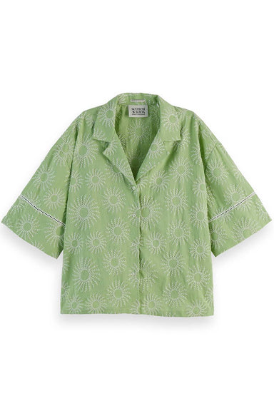 Scotch & Soda - Cotton Linen Embroidered Shirt - Pistachio - Front