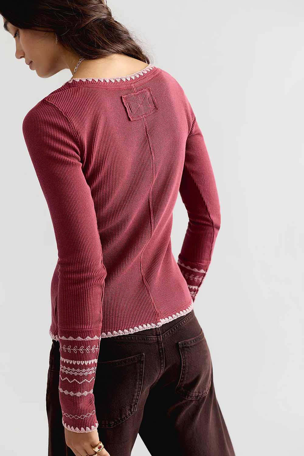 Free People Aspen Thermal in Cabernet Combo — Back view