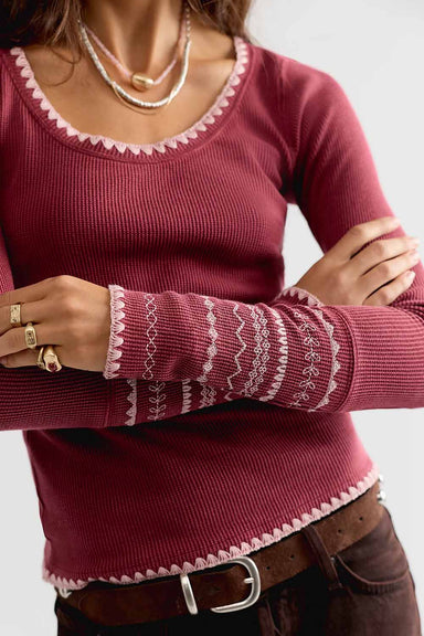 Free People Aspen Thermal in Cabernet Combo — Front view