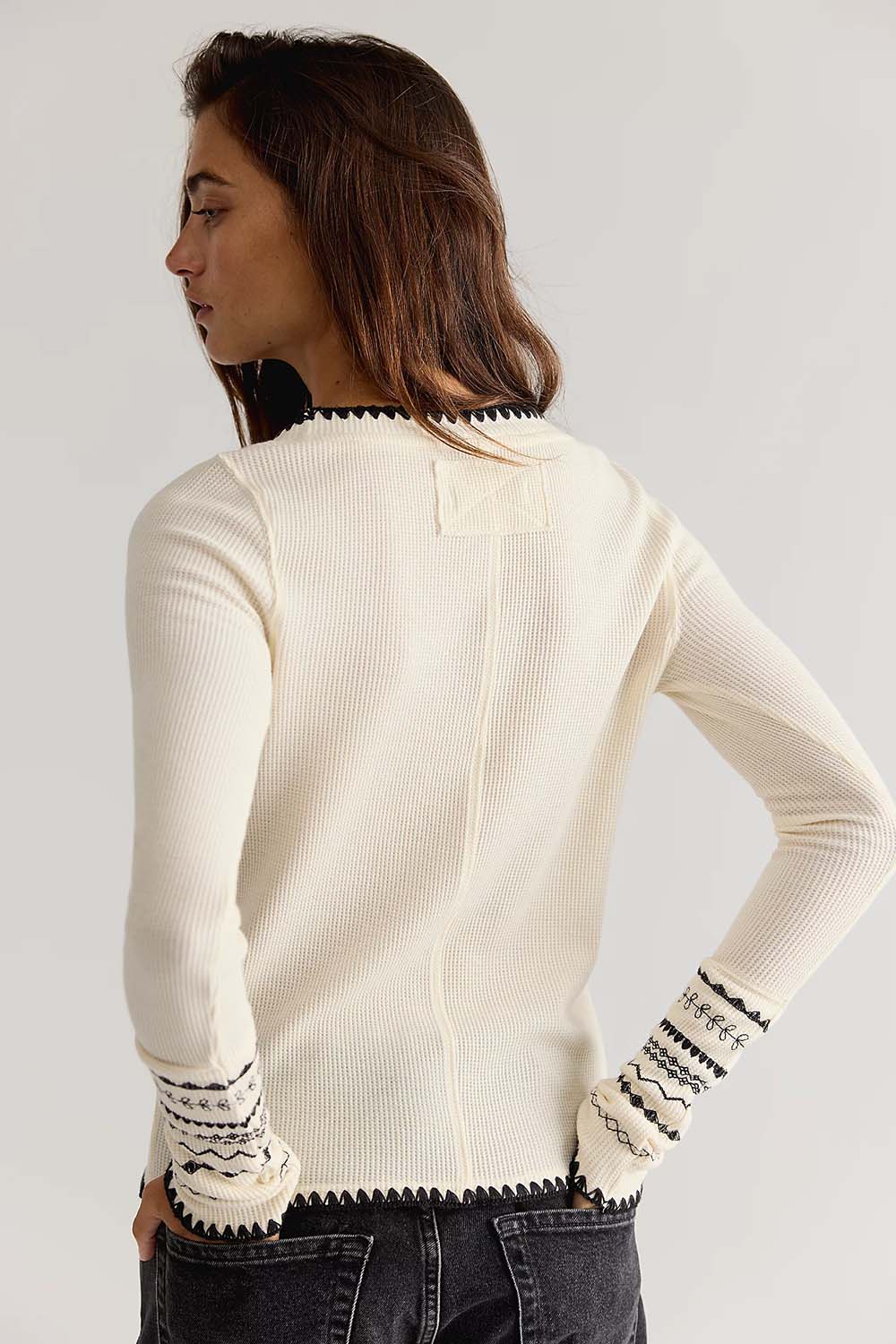Free People Aspen Thermal in Sand Combo — Back view