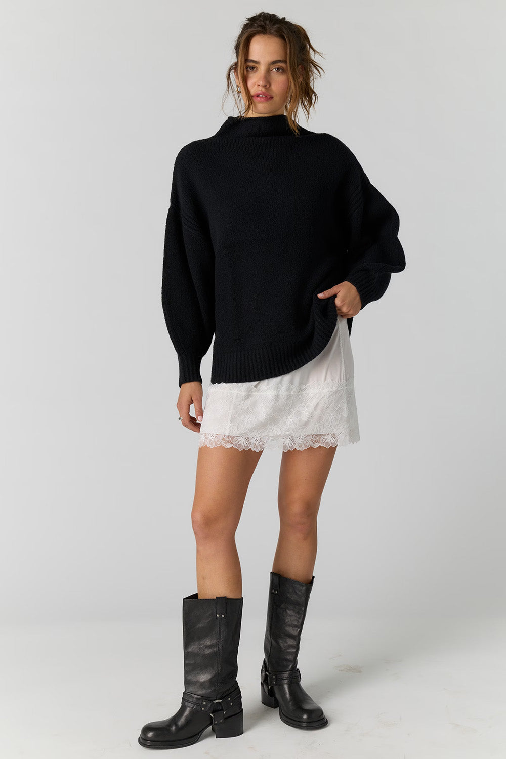 Free People Beaumont Tunic in Black — Full-body view