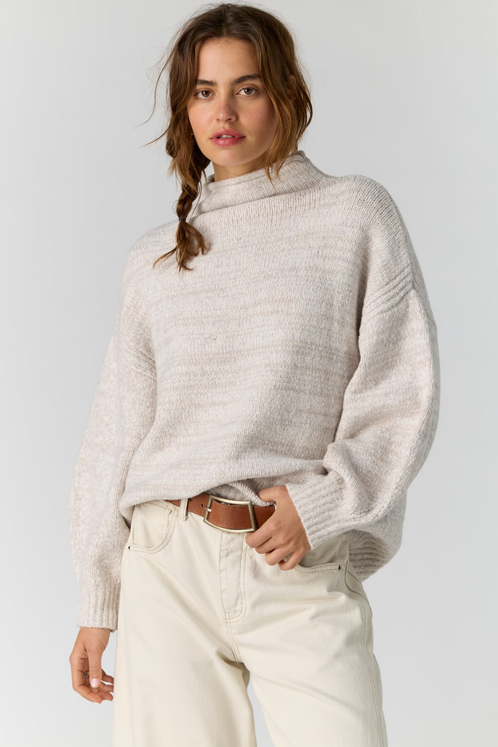 Free People Beaumont Tunic in Feather Grey Melange — Front view