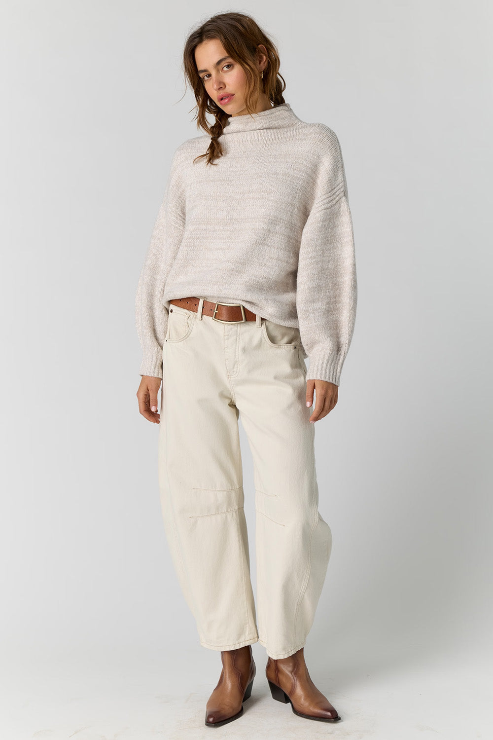 Free People Beaumont Tunic in Feather Grey Melange — Full-body view