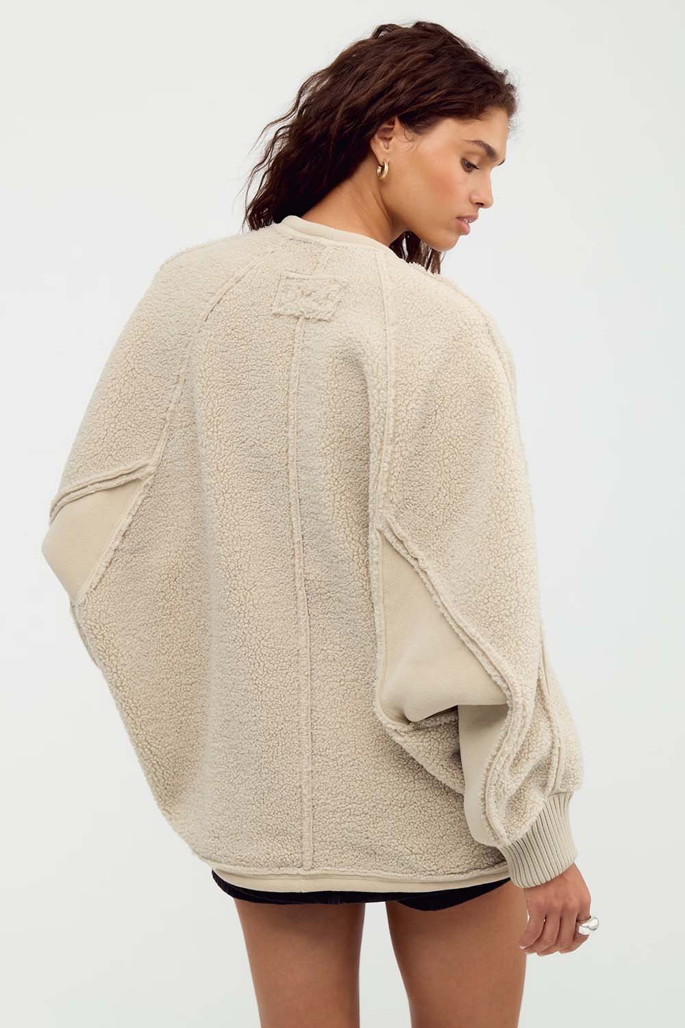 Free People Cabin Hero Cardi in Morning Oat — Back view
