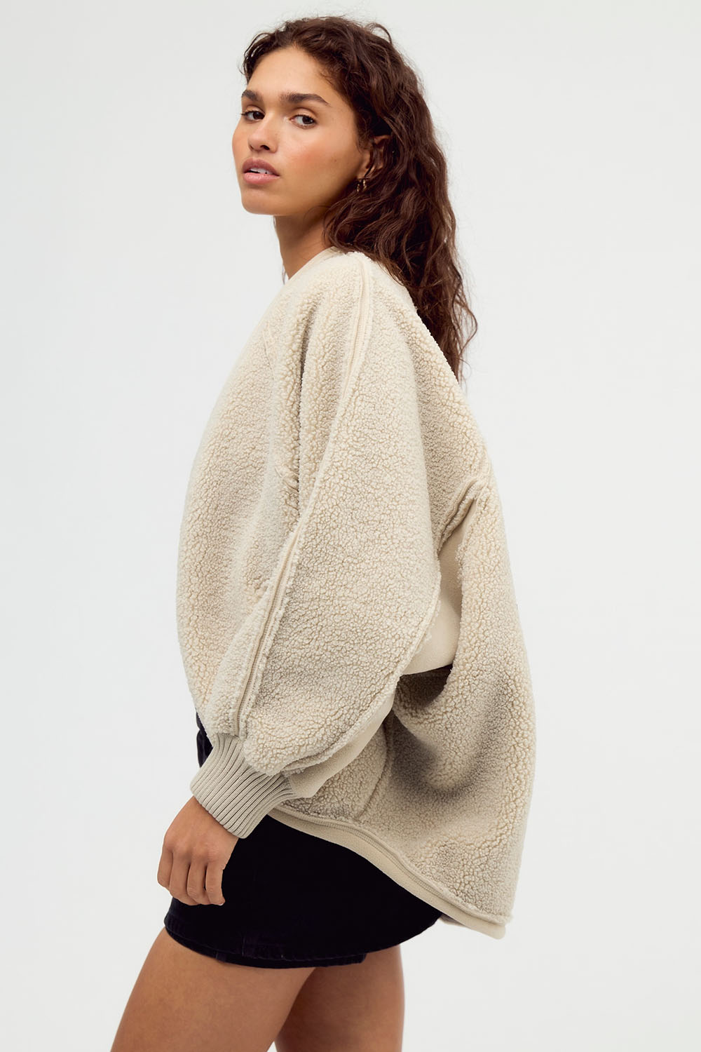 Free People Cabin Hero Cardi in Morning Oat — Side view