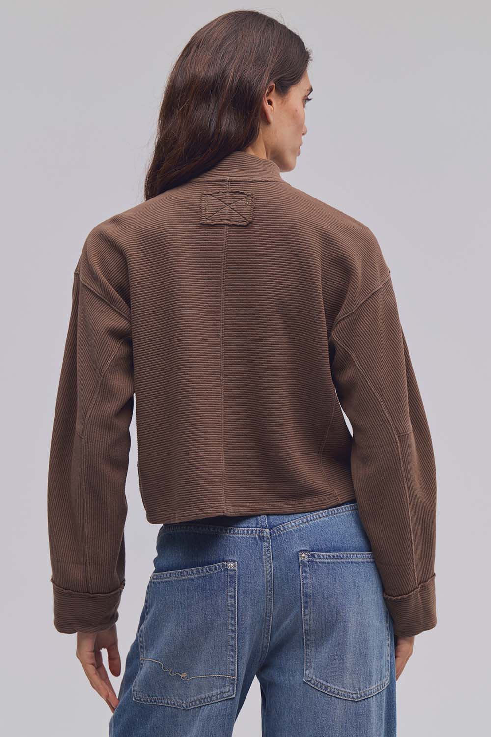 Free People Celeste Quarter Zip in Teak — Back view