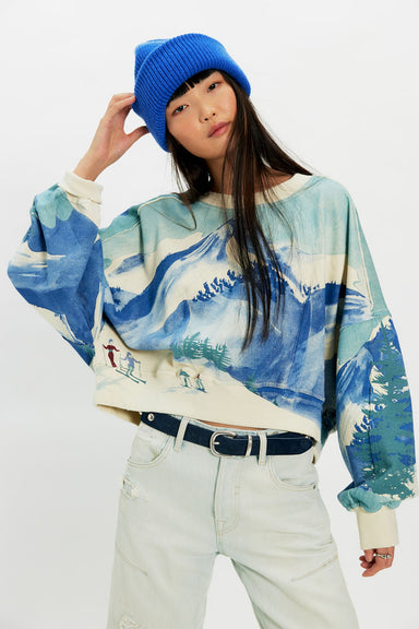 Free People Gaia Sweatshirt in Ski Combo — Front view
