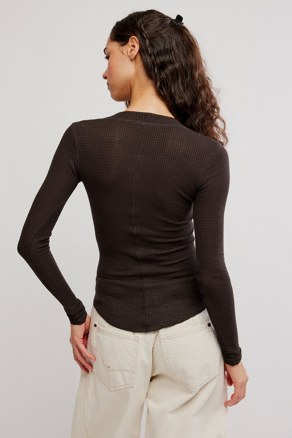Free People Going Places Cardi in Deep Fudge — Back view