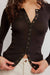 Free People Going Places Cardi in Deep Fudge — Front detail view