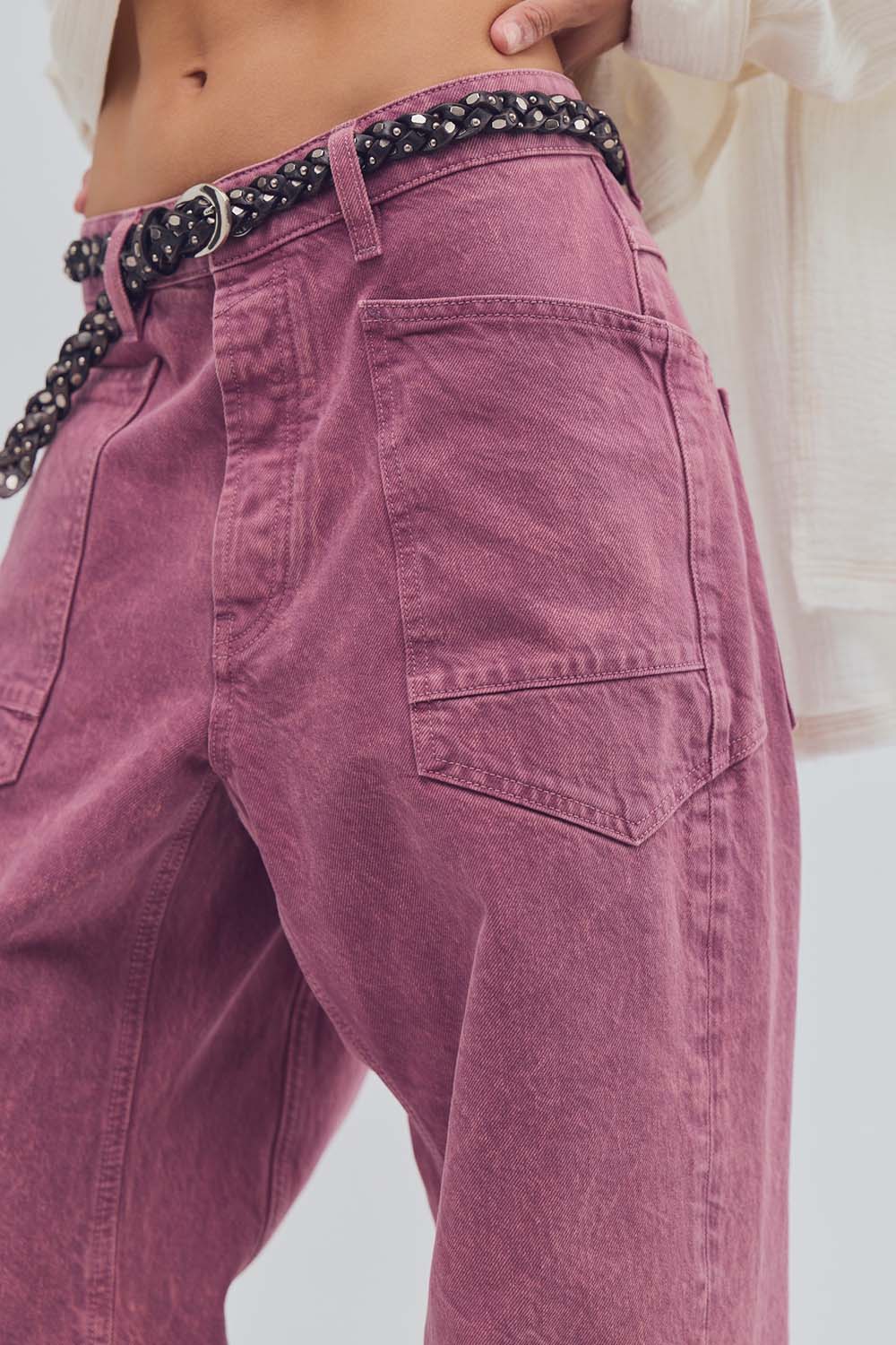 Free People Minimalist Moxie Boyfriend in Washed Berry — Back detail view