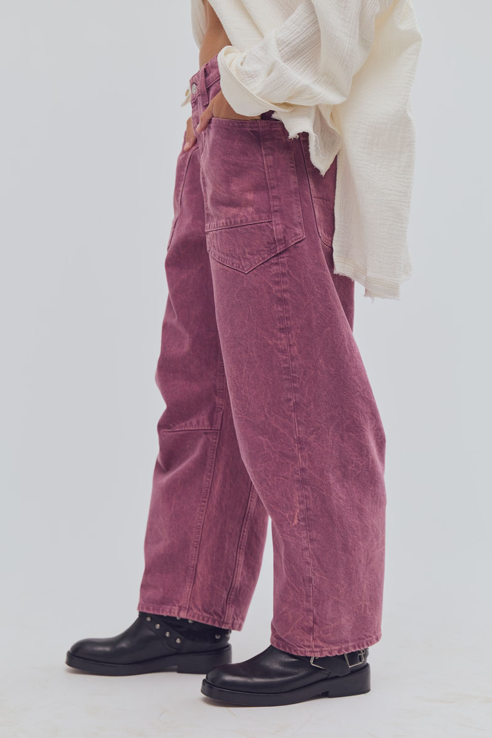 Free People Minimalist Moxie Boyfriend in Washed Berry — Side view