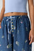 Free People On Repeat PJ Pant in Blue Floral — Waist detail view