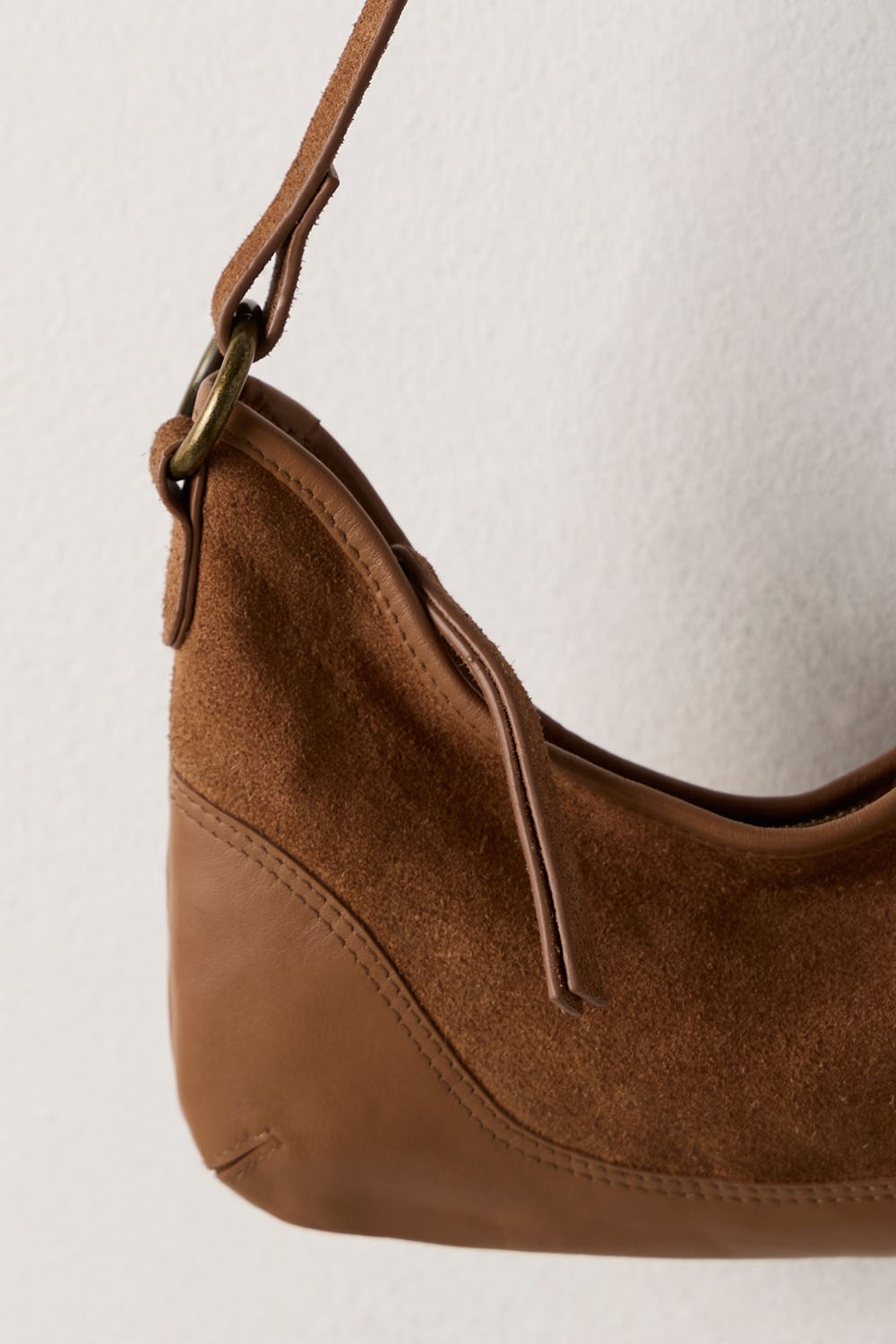 Free People Sindy Leather Shoulder Bag in Cognac — Side detail view