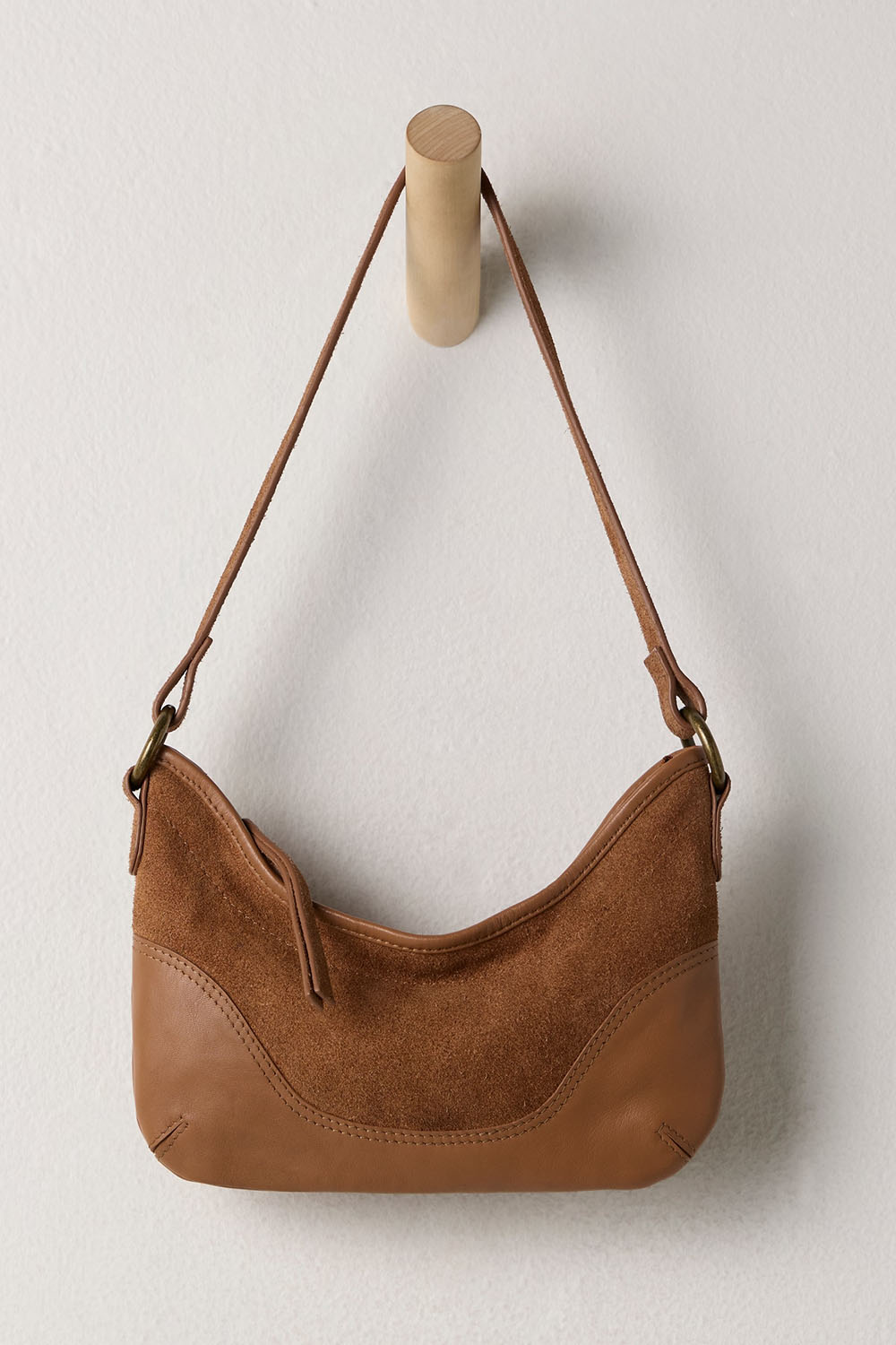 Free People Sindy Leather Shoulder Bag in Cognac — Front view