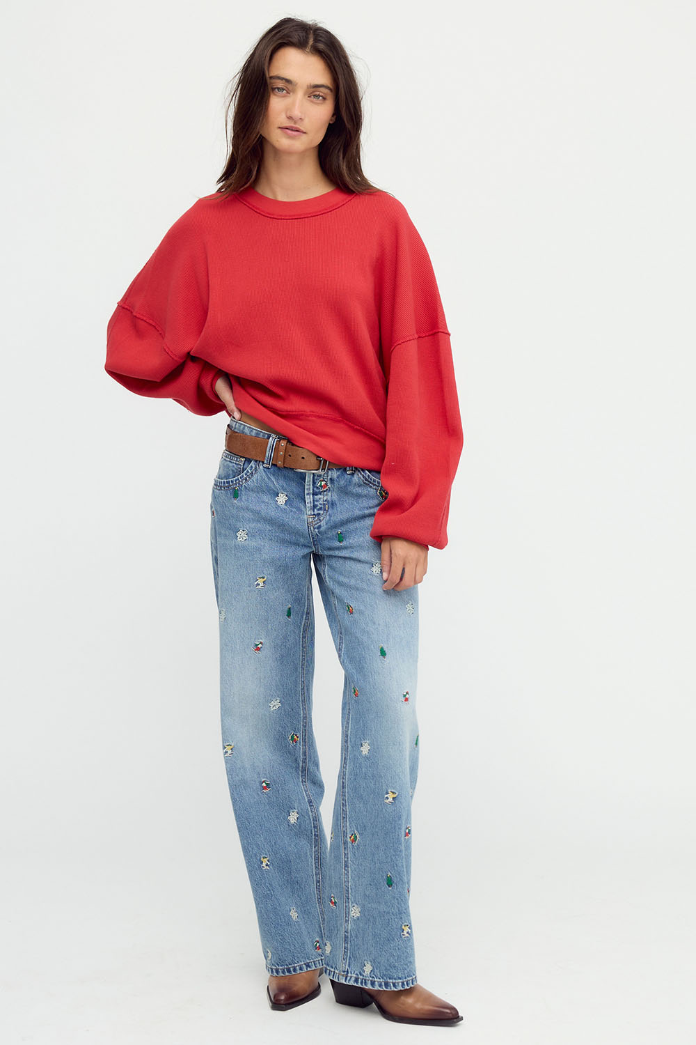 Free People Skyline Tee in Salsa — Full-body view
