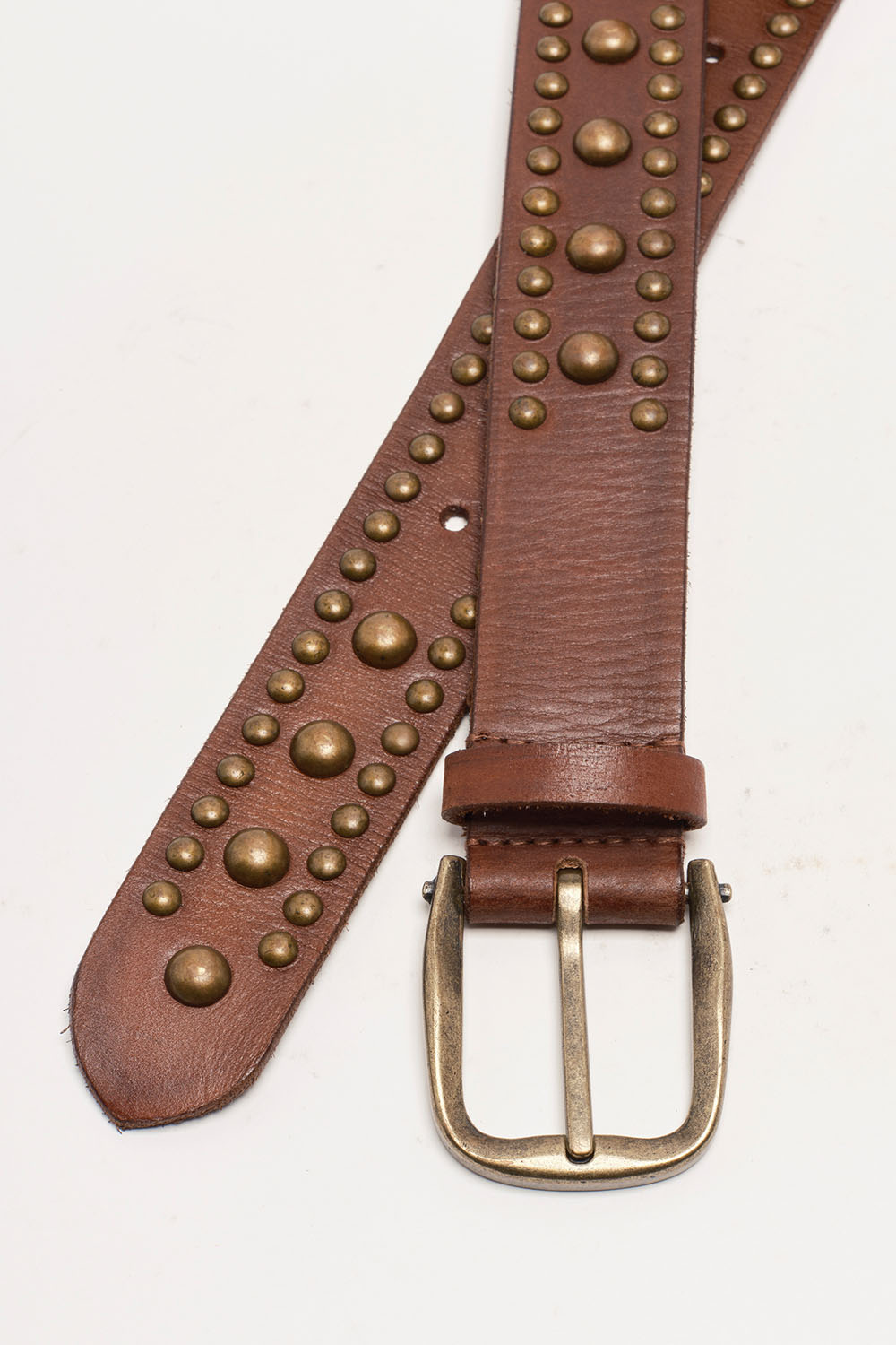 Free People Sola Stud Belt in Cognac — Buckle detail view