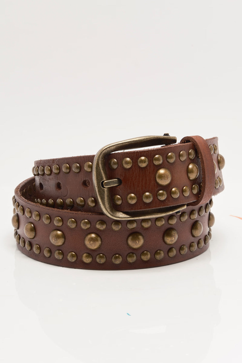 Free People Sola Stud Belt in Cognac — Flat-lay view