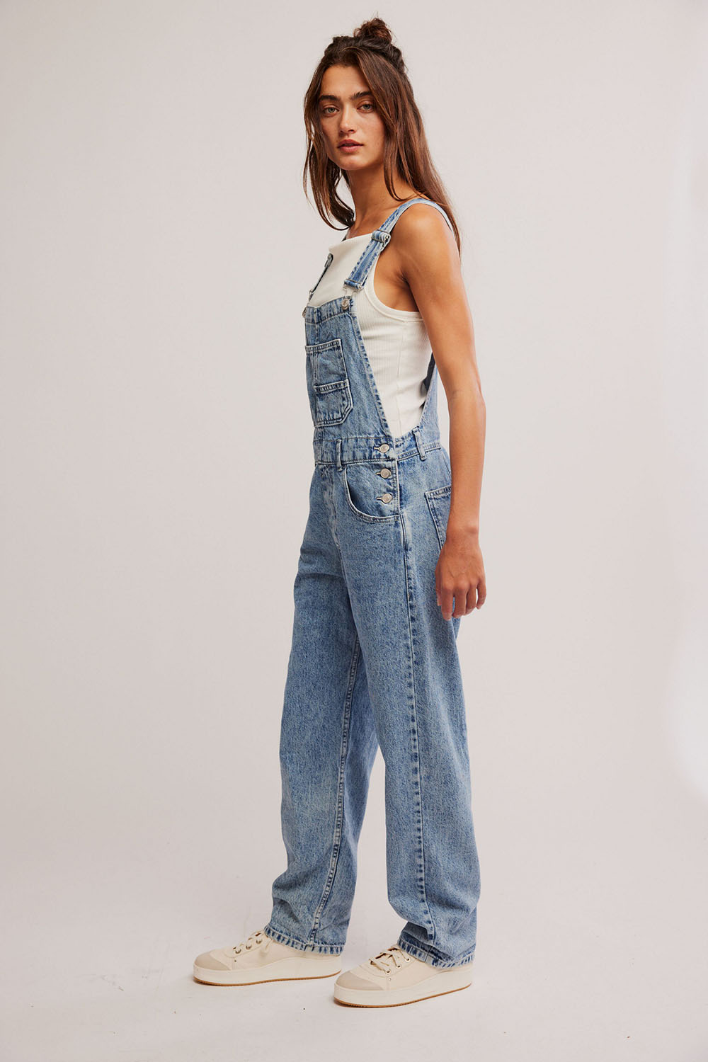 Free People Ziggy Denim Overall in Powder Blue — Side view