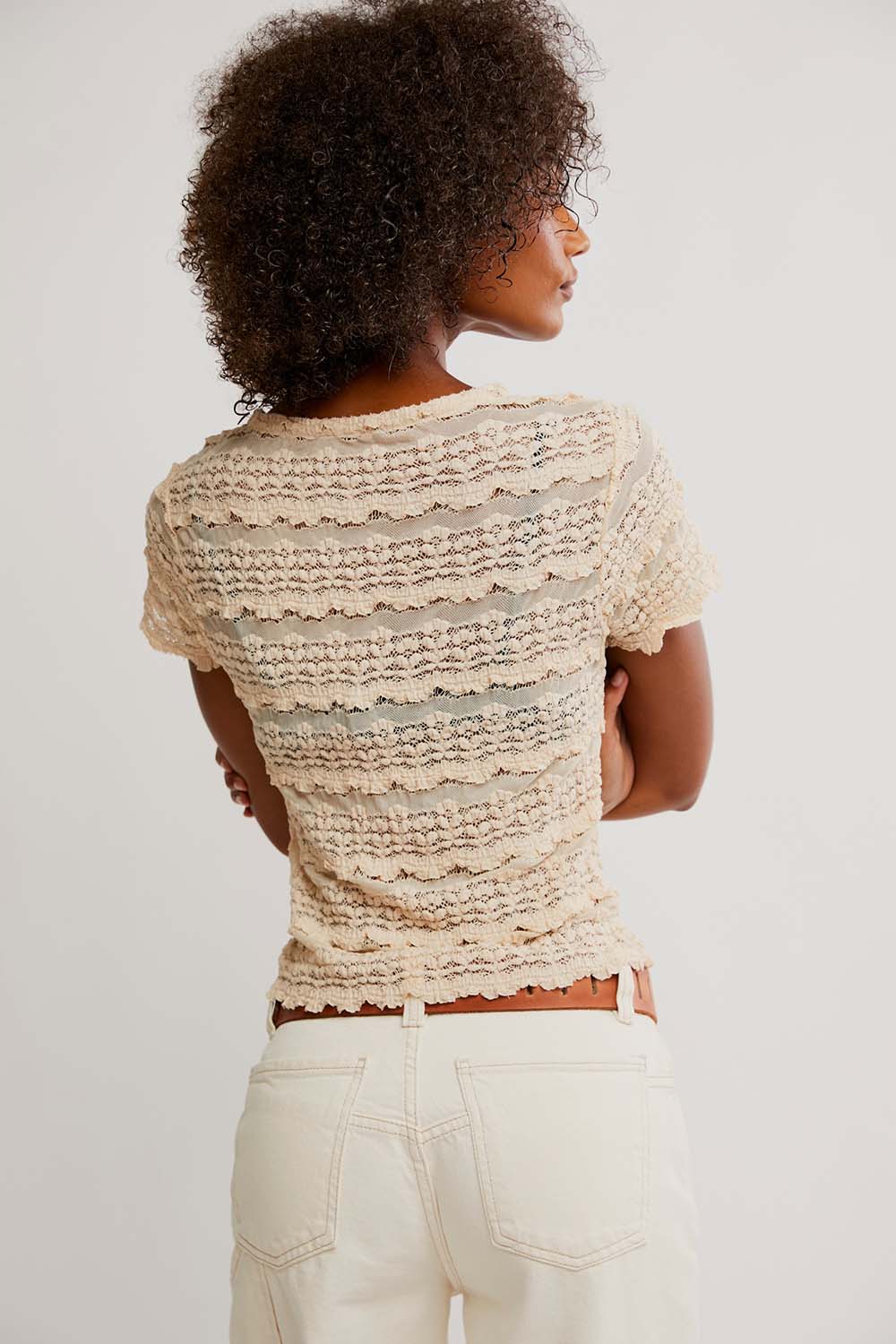 Free People - Angelina Lace Tee - Tea - Back