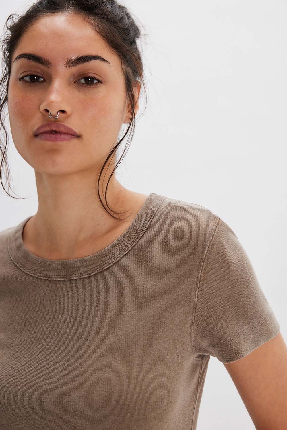free people atlas crew tee dutch cocoa detail