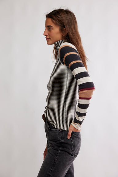 Free People - Avery Zip Up - Black Combo  - Side