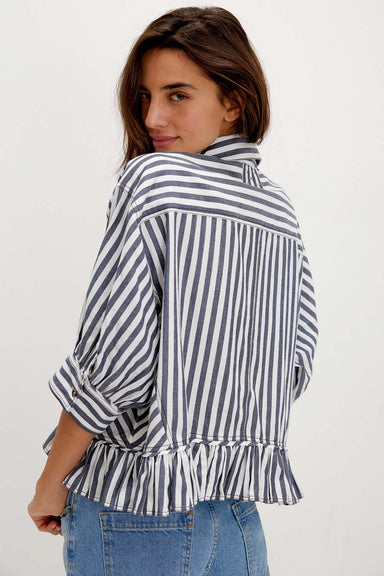 free people bailey stripe shirt nautical navy combo back