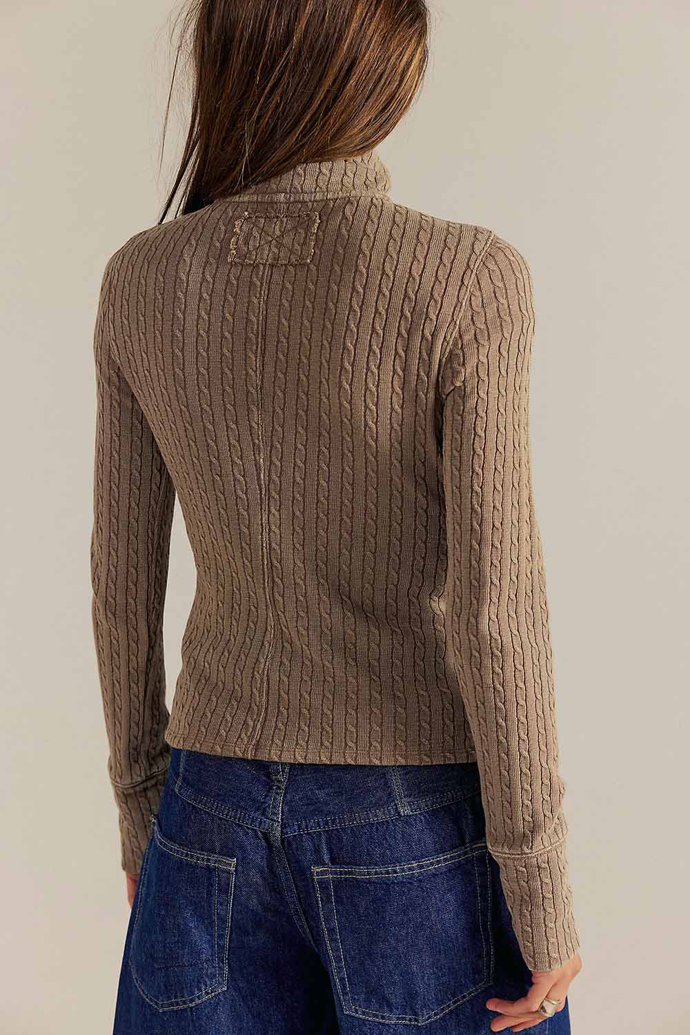 free people brunch girl zip up dusted cocoa back