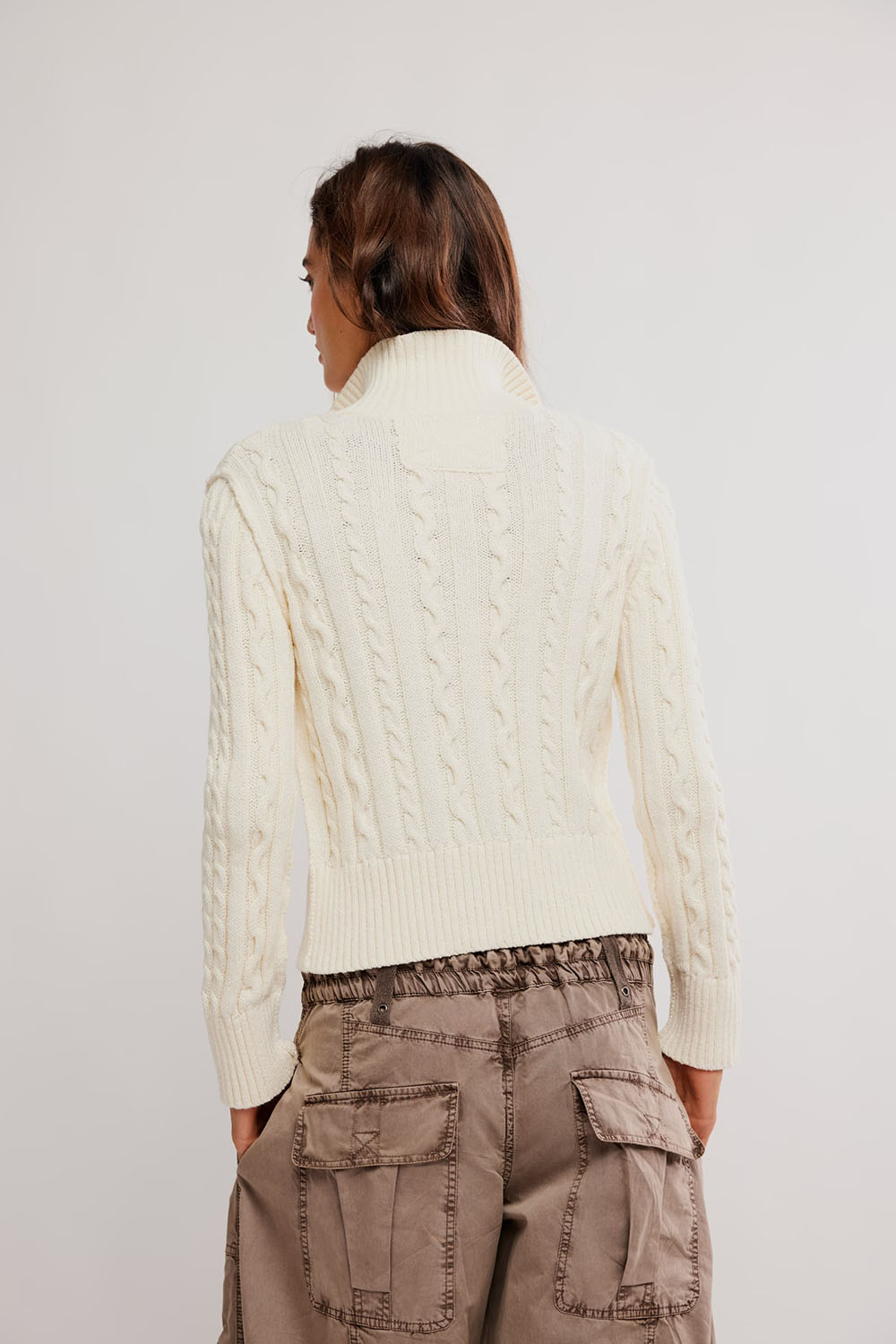 free people cable collar cardi ivory back