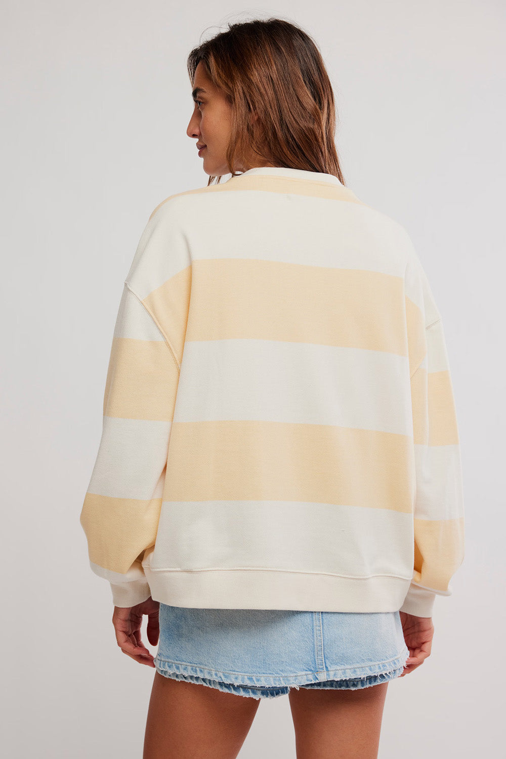 free people classic stripe crew wide apricot combo back