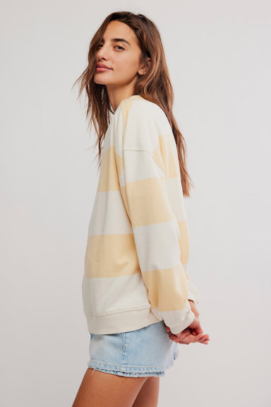 free people classic stripe crew wide apricot combo side