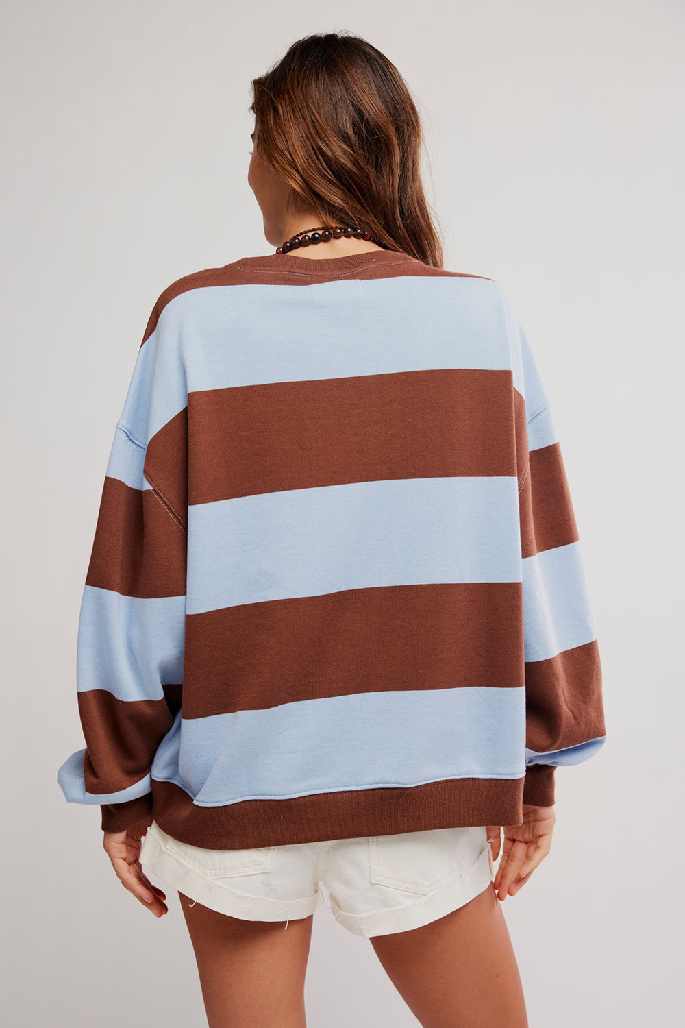 free people classic stripe crew wide periwinkle combo back
