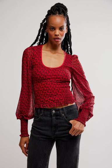 Free People - Dottie Printed Knit Top - Salsa - Front