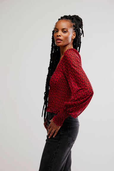 Free People - Dottie Printed Knit Top - Salsa - Side