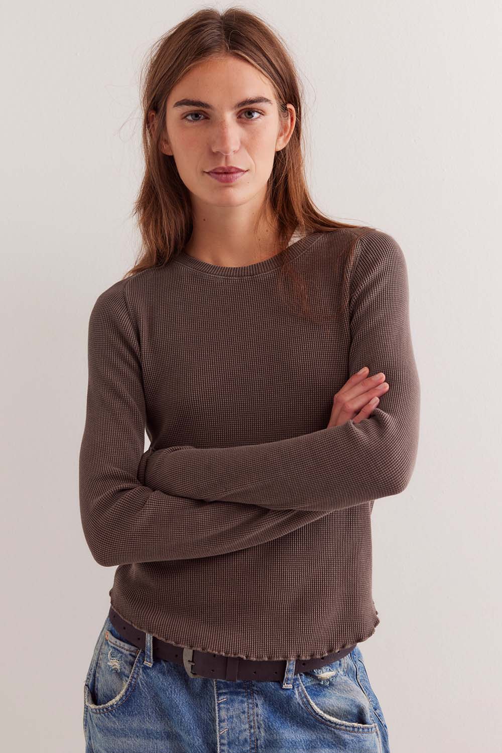 free people easy does it tee espresso front