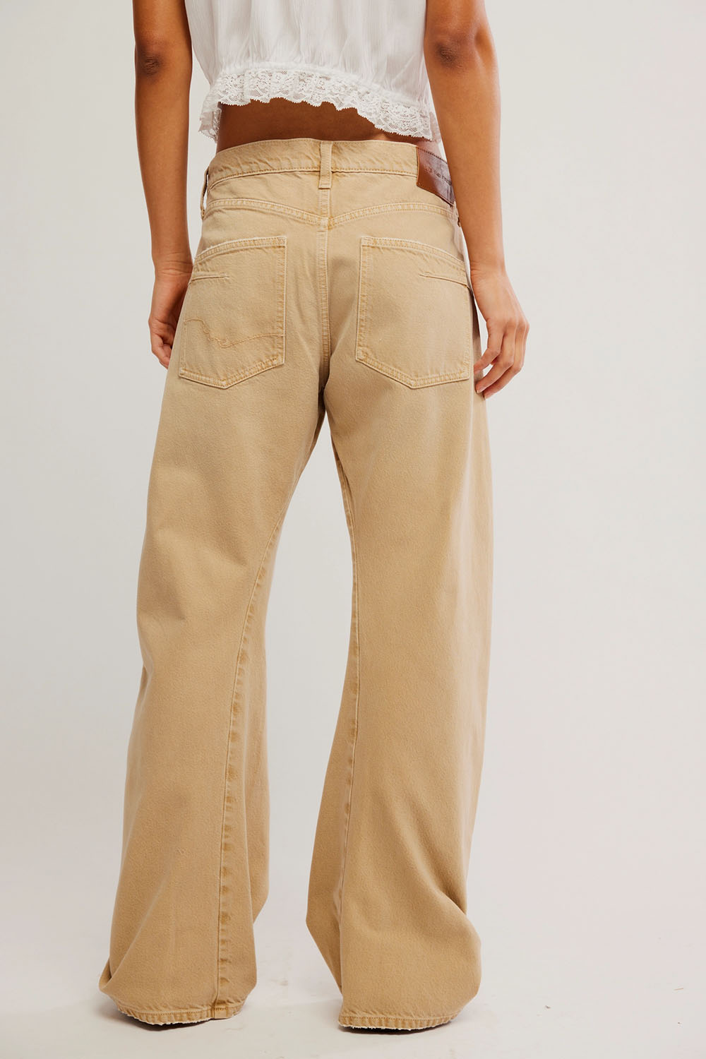 free people fable twisted seam jean oat latte back