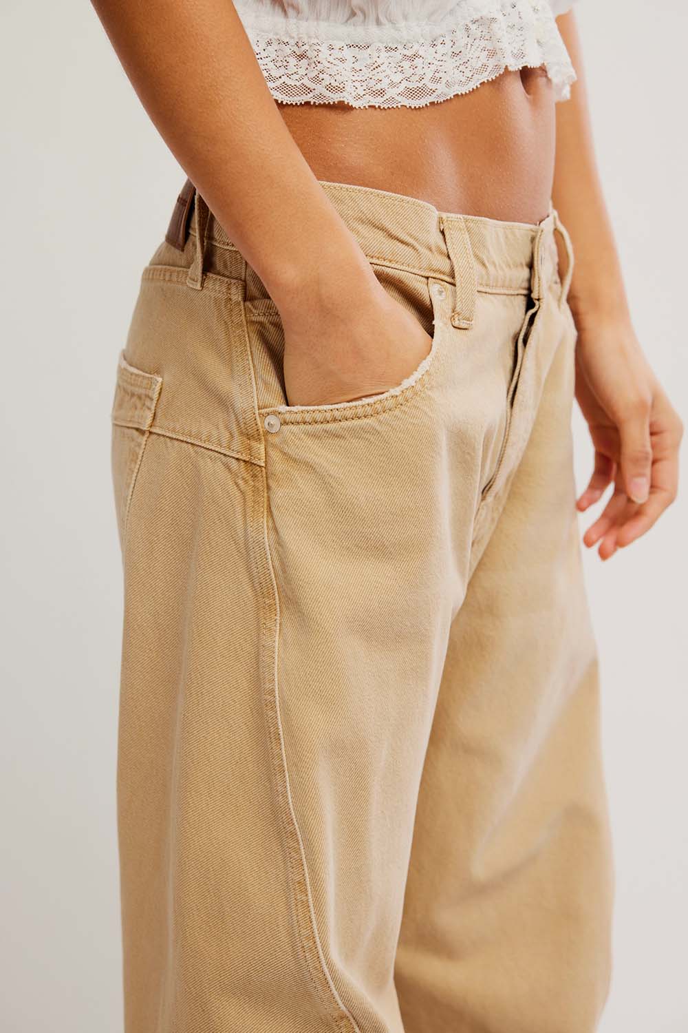 free people fable twisted seam jean oat latte detail