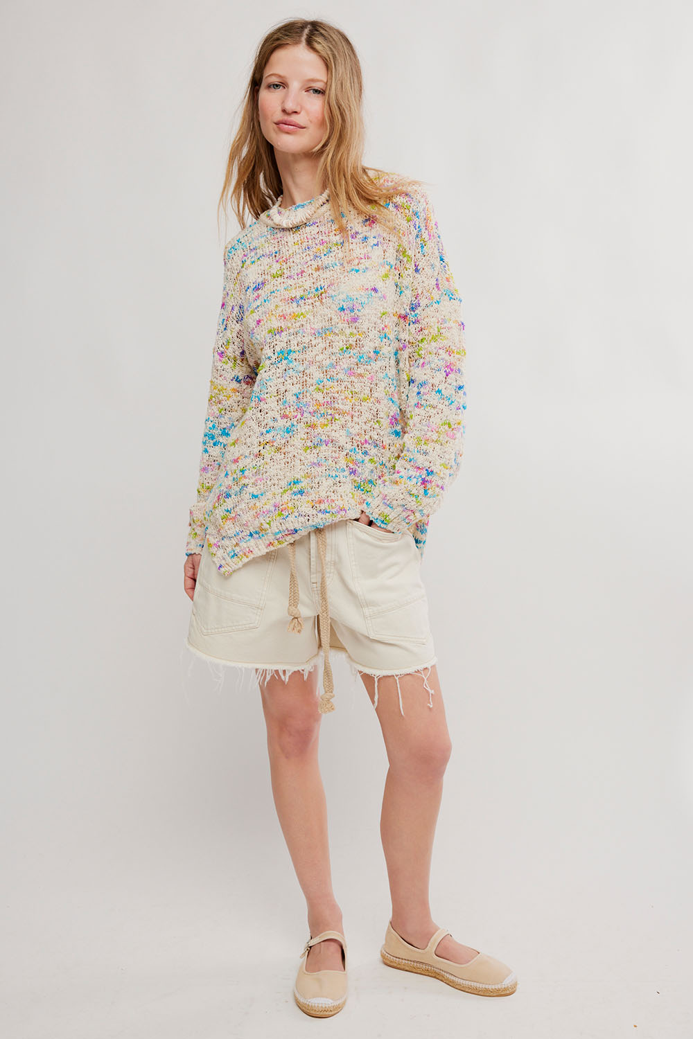 free people harlyn pullover ivory combo 