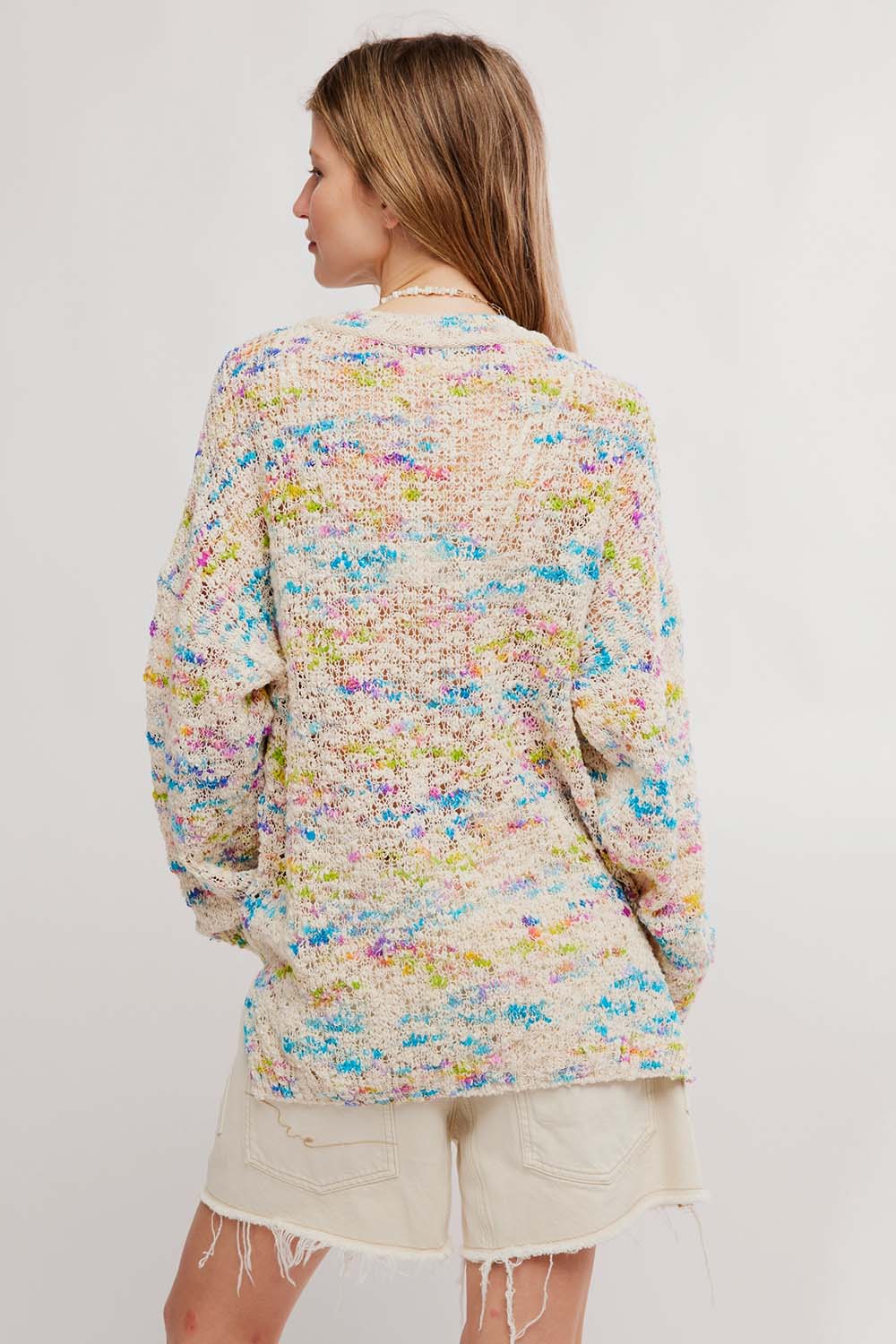 free people harlyn pullover ivory combo back