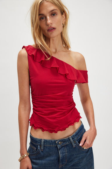 free people isla one shoulder wild berry front