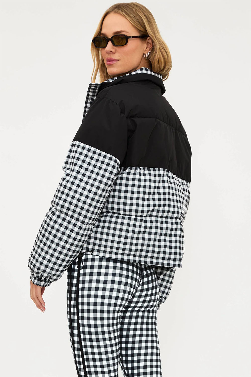 free people jojo puffer slate gingham back
