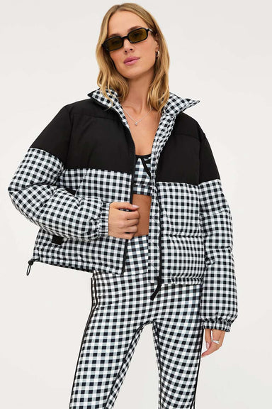 free people jojo puffer slate gingham front
