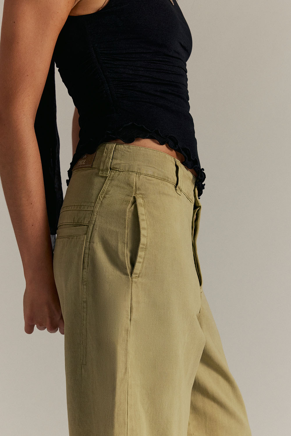 free people laydown chino aloe detail