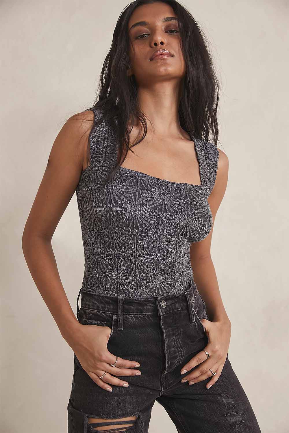free people love letter cami black front