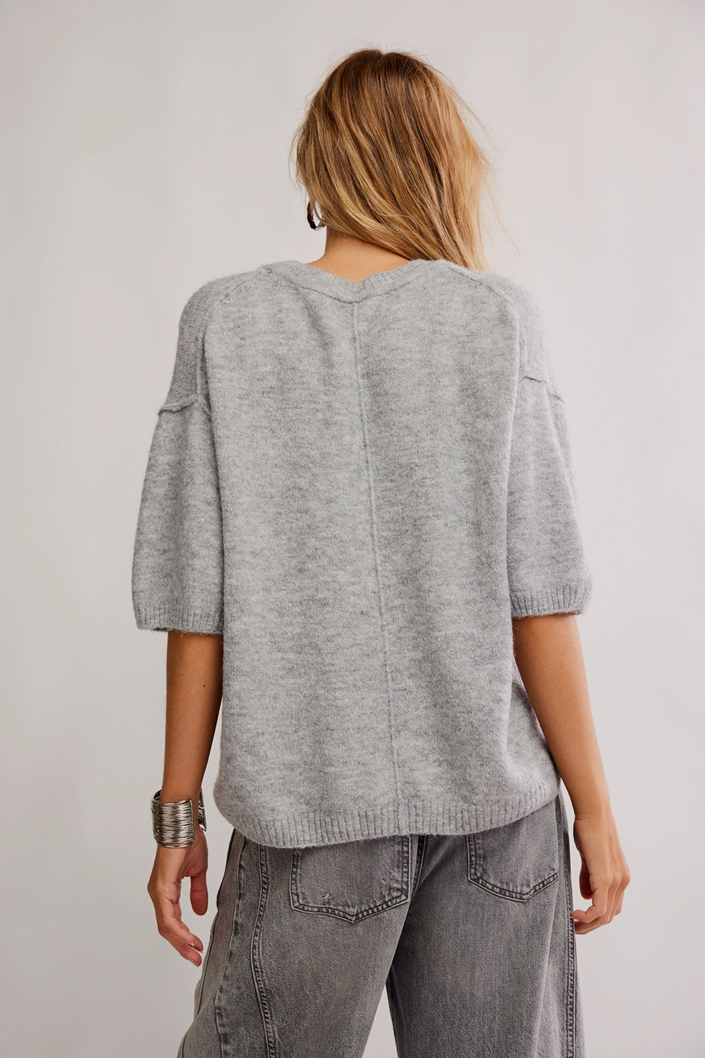 Free People - Margot Sweater Tee - Heather Grey - Back