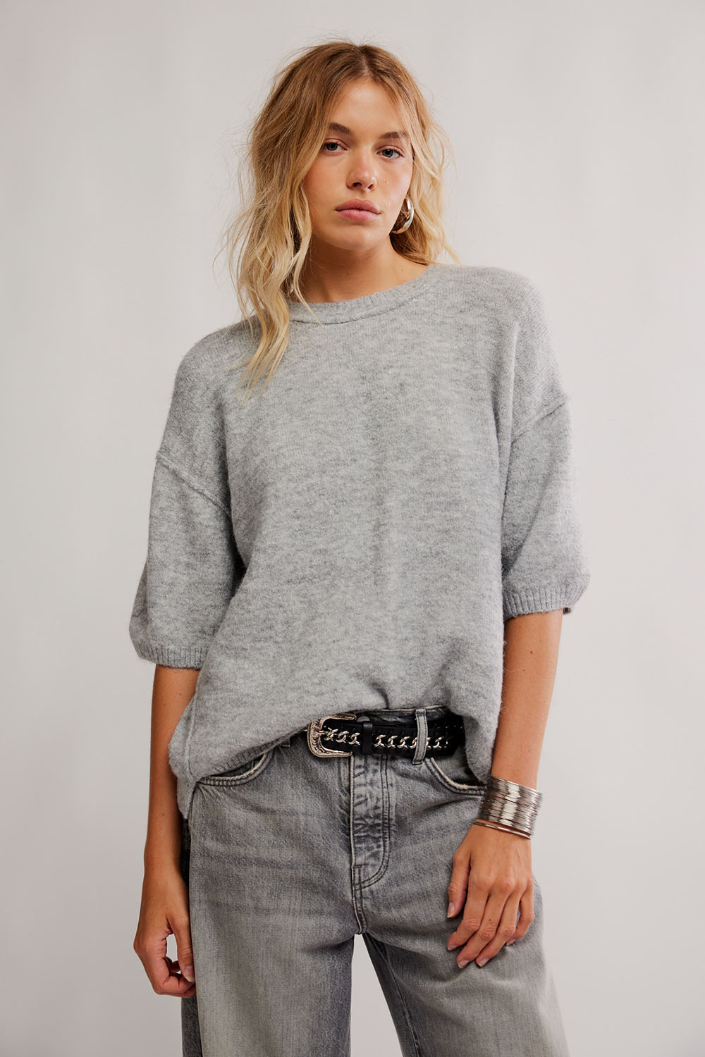 Free People - Margot Sweater Tee - Heather Grey - Front